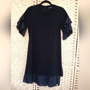 Kobi Halperin Elegant Black Ruffle Sleeve Shift Mini Dress Small 4